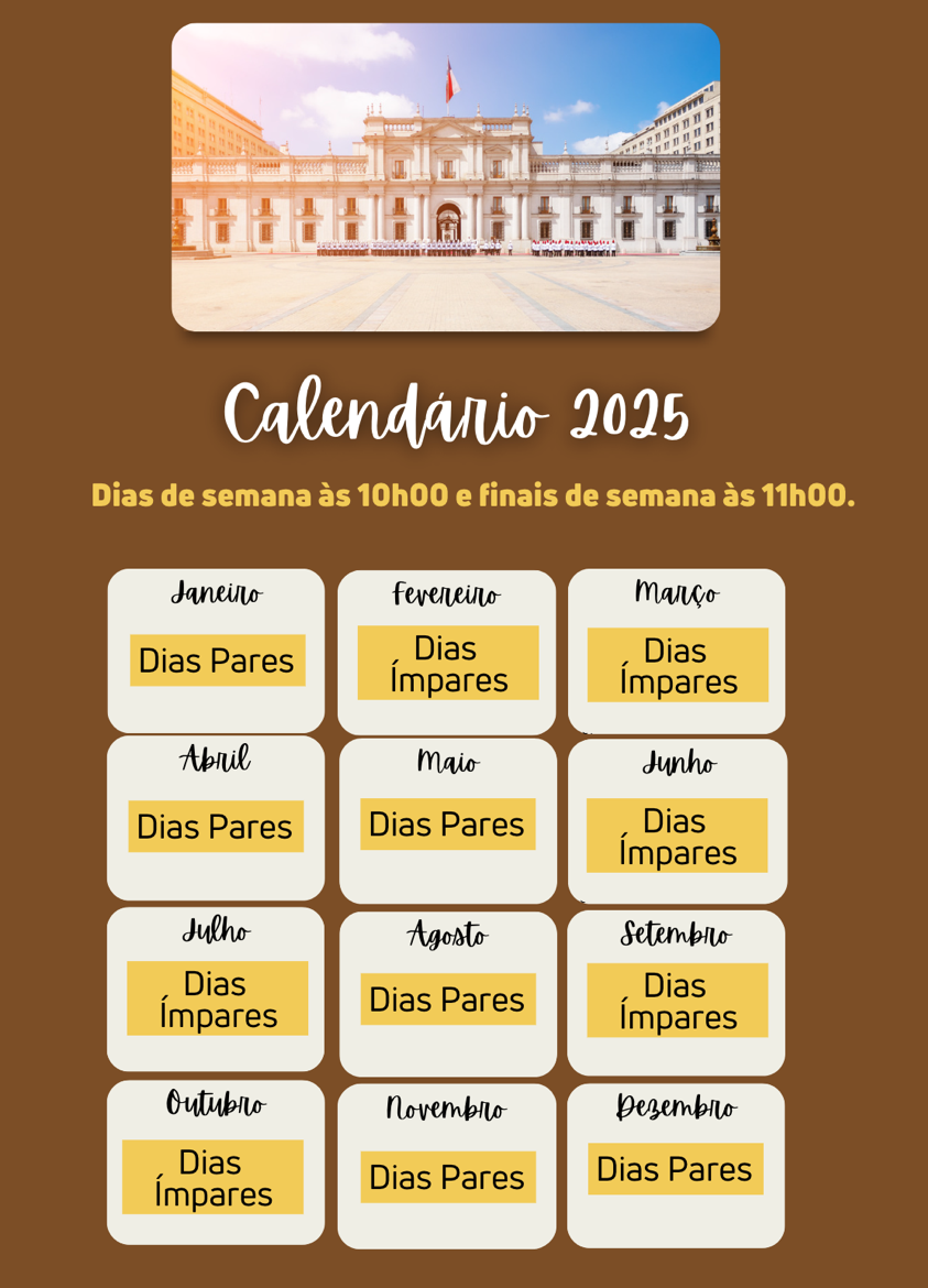 troca da guarda - calendario